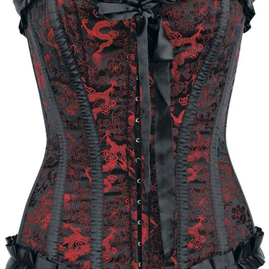 Burleska Lily Hook Red Dragon Corsage black red