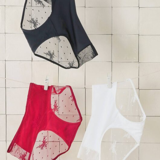 Pack of 3 Maternity Briefs in Embroidered Lace bordeaux red