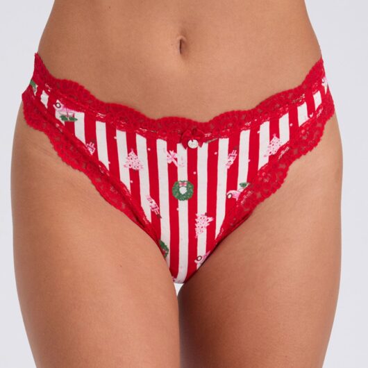 Boux Avenue Tatiana striped Christmas thong - Red Mix - 08