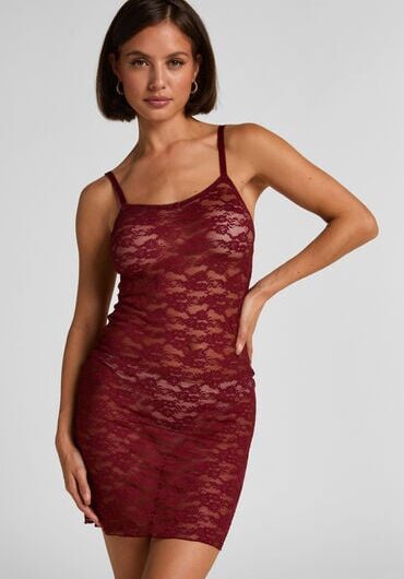Hunkemöller Slipdress Allover Lace Red
