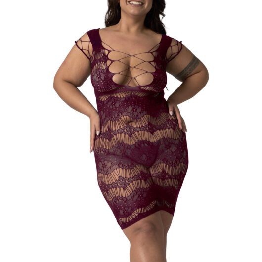 NORTIE Lilya Mini Burgundy Dress - Red - Plus size